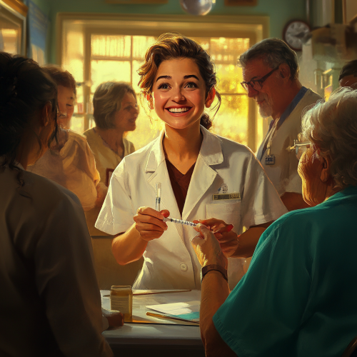 The Happy Phlebotomist in a Medical Office