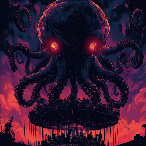 The Haunted Carousel: A Dark, Eerie Poster