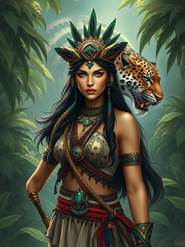 The Jaguar Spirit Empowers Mayan Warrior Princess
