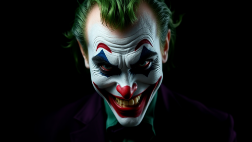 The Joker's Seriousity Against a Black Background