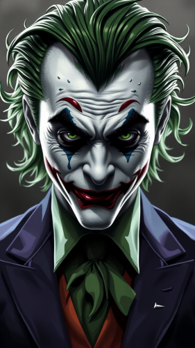 The Joker in Black, White Art with Green Hair