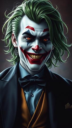 The Joker in Black and White with Green Hair