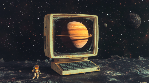 The Little Saturn in Old Computer Monitor