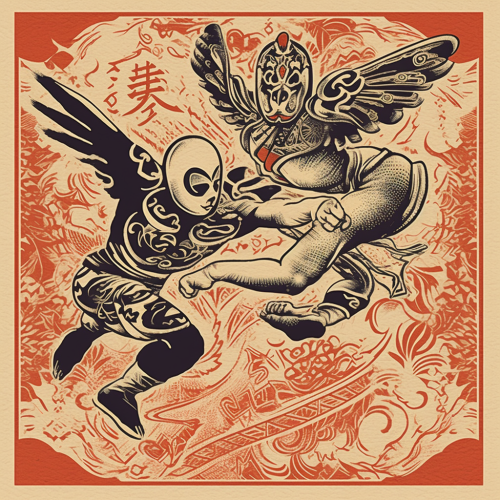 The Lucha Libre Wrestling Match in Action