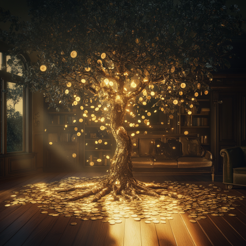 The Magical Money Tree in Luxurious Living Room