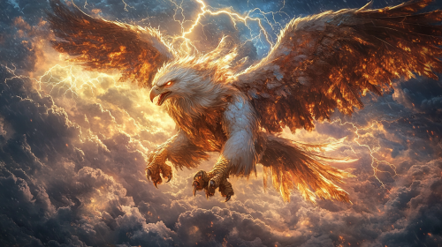 The Majestic Griffin Soaring in Stormy Sky