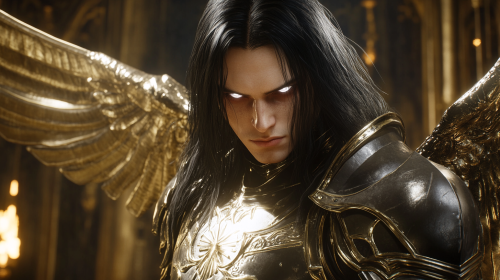The Male Angel Villain in Black Armor