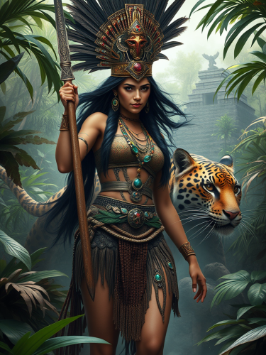 The Mayan Warrior Queen Guided by a Jaguar