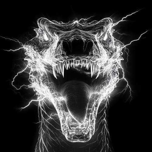 The Menacing Black and White Dragon's Electric Gaze