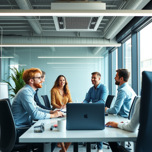 The Modern Office Team Under Air Conditioning