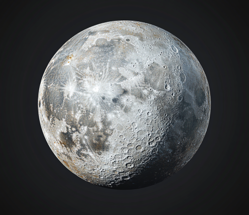 The Moon in 3D Style on Black Background