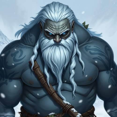 The Muscular Goliath with White Dreadlocks in Snow