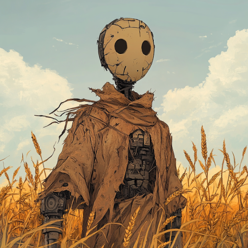 The Mysterious Ghibli-Style Scarecrow in Futuristic Year 3000