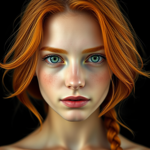 The Mystical Ginger-Haired Woman with Vibrant Green Eyes