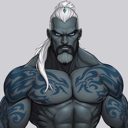The Nordic Fantasy Character Goliath with Blue Tattoos