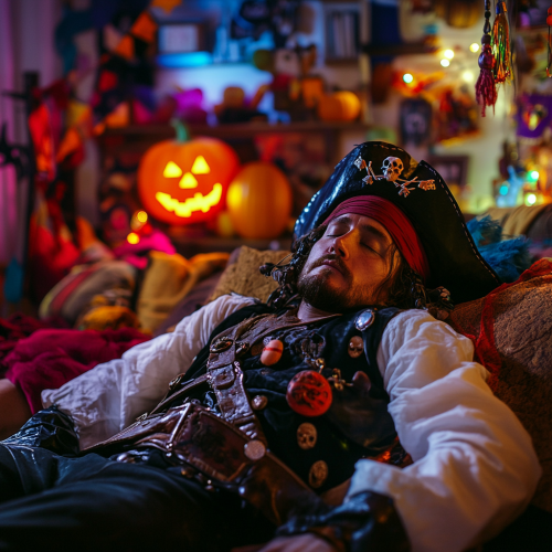 The Pirate in the Party after Celebrating Hard