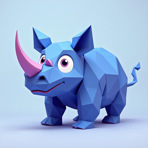 The Playful Origami-Style Baby Rhino Illustration