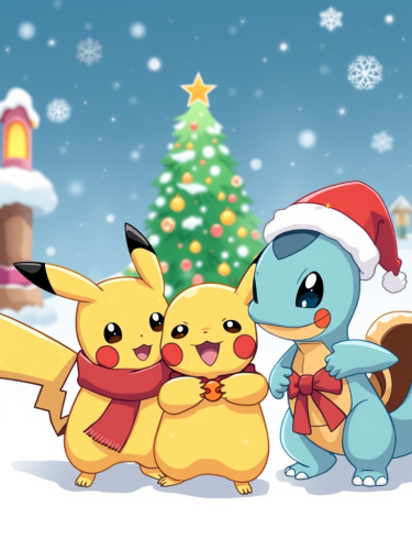 The Pokemon Trio Celebrating Christmas Together