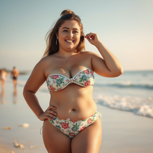 The Pretty Girl in Bikini at Beach