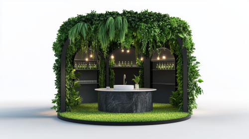 The Rainforest-Inspired Island Pop-up Booth Structure