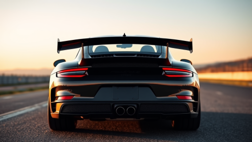 The Realistic Rear View of a Black 2023 Porsche GT3RS