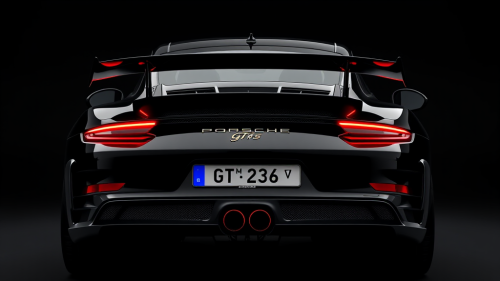 The Rear View of a Black 2023 Porsche GT3RS