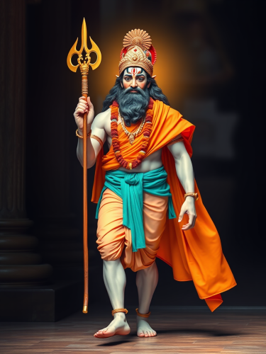The Relaxed Walk of Lord Hanuman in Orange Shawl