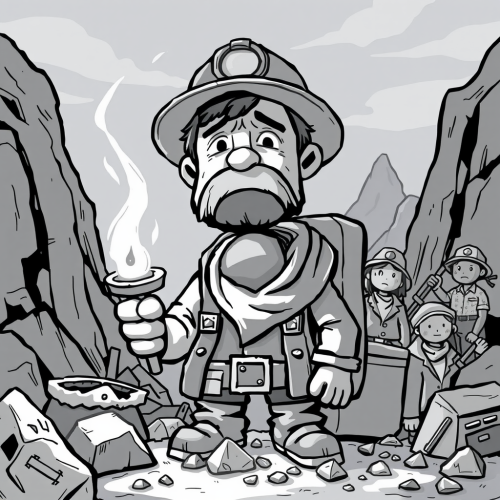 The Sad Miner with Empty Gold Mine Illustration