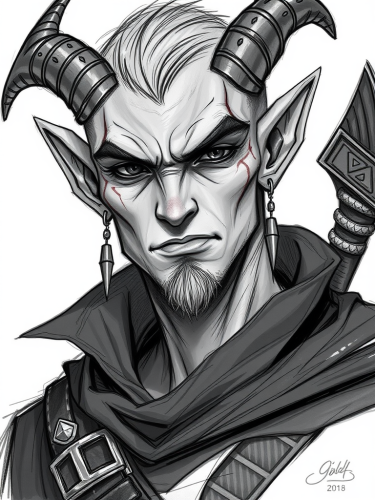 The Sassy Tiefling Rogue with Black Eyes