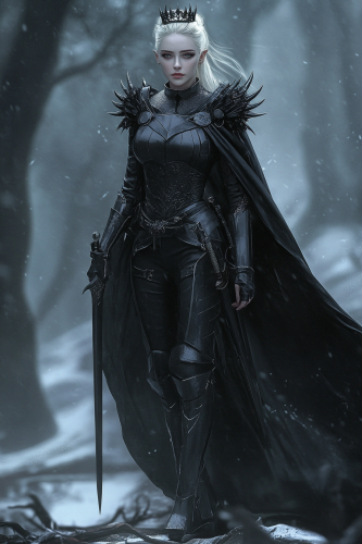 The Shadow Princess in Black Armor and Cape