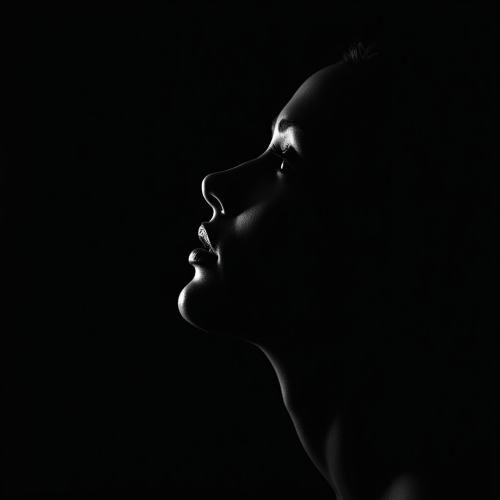 The Silhouette of a Beautiful Woman in Dim Light
