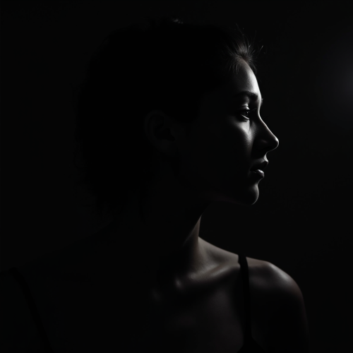 The Silhouette of a Graceful Woman in Dim Light