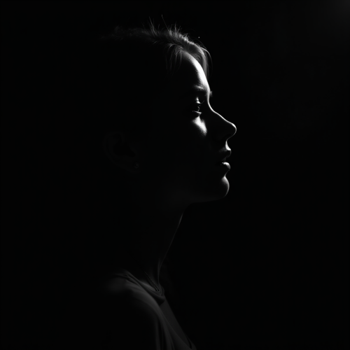 The Silhouette of a Young Woman in Spotlight