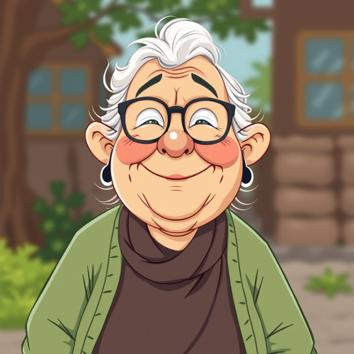 The Smiling Cartoon of an Old Overweight Lady