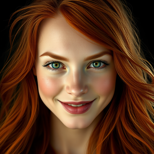 The Smiling Ginger-Haired Lady with Green Eyes