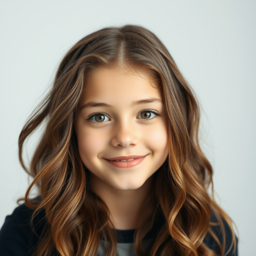 The Smiling Teenage Girl in Studio Portrait