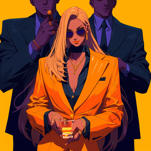 The Stylish and Confident Character with Companions