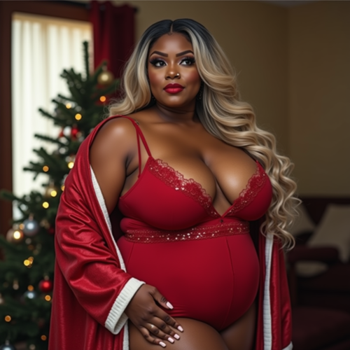 The Sultry Christmas Woman Glances Over Her Shoulder