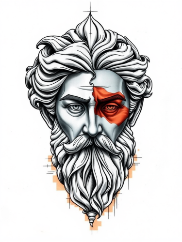 The Surrealist Zeus Tattoo with Dali and Pixels