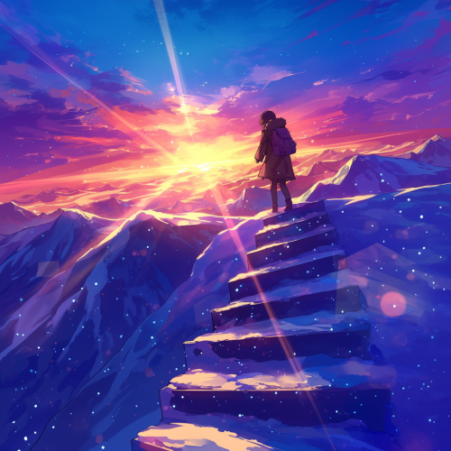 The Traveler Conquering Mountain to See Sunrise.