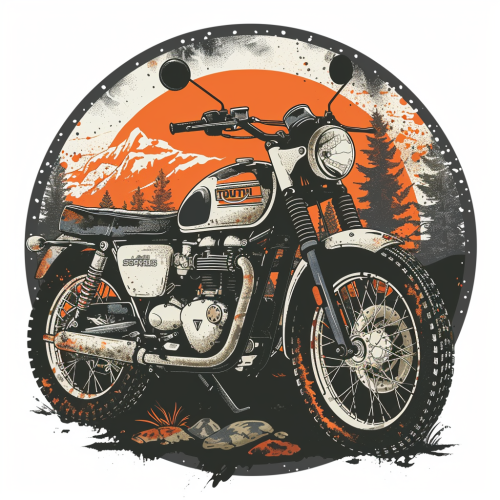 The Triumph Scrambler Motorcycle Logo on Dirty Road
