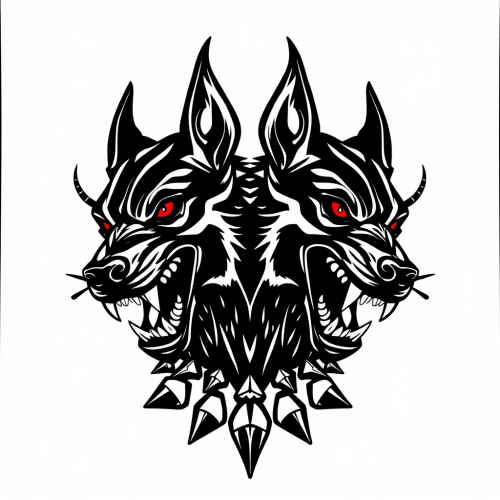 The Two-Headed Cerberus Tattoo Stencil Design