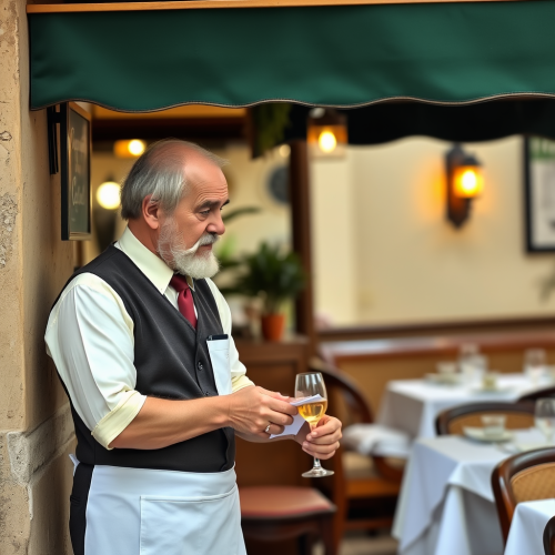 The Waiter Checking Ages at the Italian Restaurant