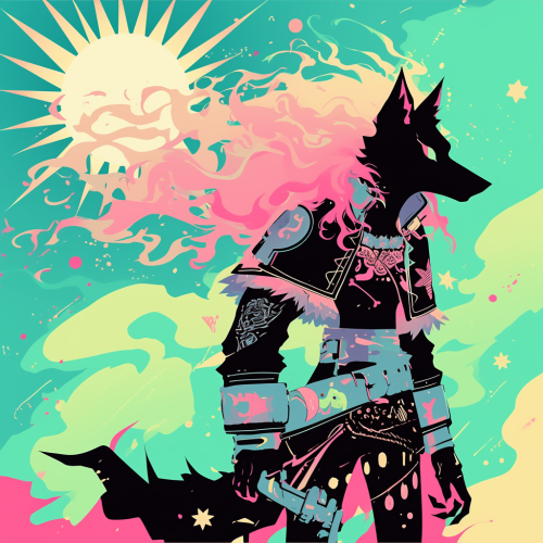 The Werewolf Girl's Ghost Costume against Pastel Sky