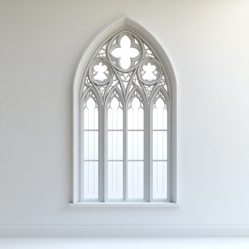 The White Gothic Window with Detailed Design