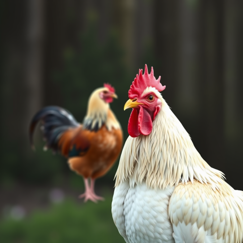 The chicken man and his chicken friend.