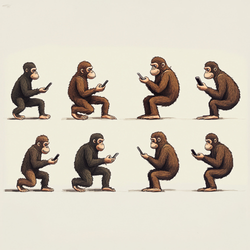 The evolution of man: from ape to phone zombie.
