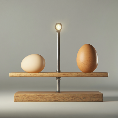 The floating headlamp and sinking egg balance scale