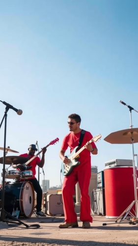 The funky music makes colorful dancing shapes.