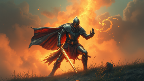 The injured knight in a magical world